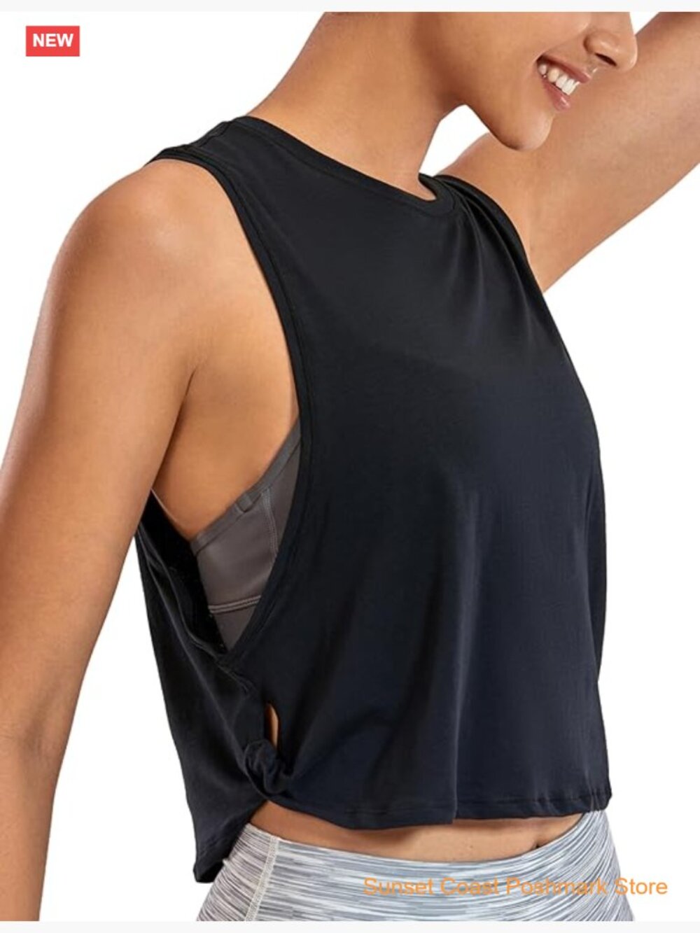 Loose Fit Crop Tank Top Pima Cotton Spandex Workout Athletic Yoga Sleeveless